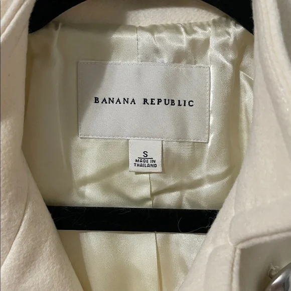 Banana Republic Wool Blend Double Breasted Ivory Button Down Pea Coat Size Small - Picture 3 of 10